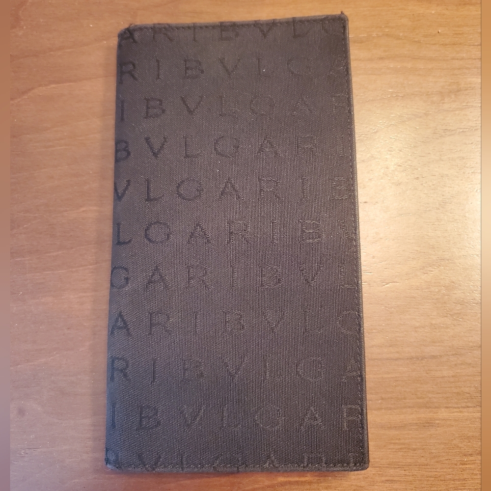 Bvlgari Black Logo Canvas & Leather Long Wallet